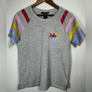 Sable Sky Gray Vintage Aesthetic Tee with Lake Life Embroidery Size Small